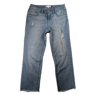Women 1822 Denim Cropped Straight Jeans Size 6 Light Wash Raw Hem Summer Capsule